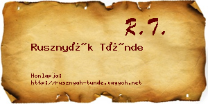 Rusznyák Tünde névjegykártya